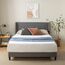 Zinus Sasha Bed 180x200 cm - Höhe 25 cm - Gepolsterter Plattform Bettrahmen mit Wingback Kopfteil und Bambus Lattenrost - Mittelgrau