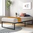 Zinus Lorelai Einzelbettgestell – Bett 90 x 190 cm – 36 cm Höhe mit Unterbettkommode – Plattform-Bettgestell aus Metall mit Stahllattenstütze – Schwarz