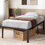 Zinus Van Einzelbettgestell – Bett 90 x 190 cm – 41 cm Höhe mit Unterbettkommode – Metall-Plattform-Bettrahmen – Schwarz