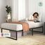 Zinus Lorelai Einzelbettgestell – Bett 90 x 190 cm – 36 cm Höhe mit Unterbettkommode – Plattform-Bettgestell aus Metall mit Stahllattenstütze – Schwarz