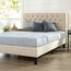 Zinus Misty Gepolstertes Plattformbettgestell, Matratzenfundament, Holzlattenstütze, kein Boxspringbett nötig, einfache Montage, Taupe, voll