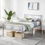 Yaheetech Doppelbettrahmen/Plattformbett aus Metall mit Kopfteil und Fußteil/kein Boxspringbett erforderlich/Einfache Montage Silber