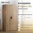 [en.casa] Kleiderschrank Eiselfing Schrank mit 2 Türen Garderobenschrank 176 x 80 x 52 cm Schlafzimmerschrank 1 Kleiderstange 4 Fächer Eicheoptik