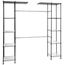 Amazon Basics Ausziehbarer Offener Kleiderschrank mit 10 Höhenverstellbaren Einlegeböden - Maximalgewicht 521 kg, Schwarz, 144.8 - 203.2 x 35.6 x 182.9 cm
