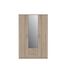 FORTE NIKO Schrank 120 130, Kleiderschrank mit Spiegel, Drehtürenschrank Skandinavisch 3-türig, mit 2 Schubladen, Einlegeböden und Kleiderstange, Sonoma Eiche, 123 cm breit x 185 cm hoch x 53 cm tief