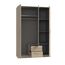 FORTE NIKO Schrank 120 130, Kleiderschrank mit Spiegel, Drehtürenschrank Skandinavisch 3-türig, mit 2 Schubladen, Einlegeböden und Kleiderstange, Sonoma Eiche, 123 cm breit x 185 cm hoch x 53 cm tief