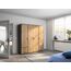 Rauch Möbel Voyager, Kleiderschrank für Schlafzimmer, Kinderzimmer, Jugendzimmer, Flur, 4-türig, 4 Schubladen, mit Zubehör Premium, Farbe Eiche Artisan, Holz/Grau metallic, Schwarz, Breite 187cm