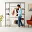 Amazon Basics Ausziehbarer Offener Kleiderschrank mit 10 Höhenverstellbaren Einlegeböden - Maximalgewicht 521 kg, Schwarz, 144.8 - 203.2 x 35.6 x 182.9 cm