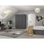 Rauch Möbel Voyager, Kleiderschrank für Schlafzimmer, Kinderzimmer, Babyzimmer, Jugendzimmer, Flur, 3-türig, 2 Schubladen, mit Zubehör Basic, Farbe Grau metallic, Schwarz, Breite 140cm