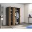 Rauch Möbel Voyager, Kleiderschrank für Schlafzimmer, Kinderzimmer, Babyzimmer, Jugendzimmer, Flur, 3-türig, mit Zubehör Basic, Farbe Eiche Artisan, Holz/Grau metallic, Schwarz, Breite 140cm