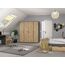 Rauch Möbel Voyager, Kleiderschrank für Schlafzimmer, Kinderzimmer, Jugendzimmer, Flur, 4-türig, mit Zubehör Classic, Farbe Eiche Artisan, Holz/Grau metallic, Schwarz, Breite 187cm