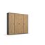 Rauch Möbel Voyager, Kleiderschrank für Schlafzimmer, Kinderzimmer, Jugendzimmer, Flur, 4-türig, mit Zubehör Premium, Farbe Eiche Artisan, Holz/Grau metallic, Schwarz, Breite 187cm