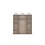 Rauch Möbel Voyager, Kleiderschrank für Schlafzimmer, Kinderzimmer, Babyzimmer, Jugendzimmer, Flur, 4-türig, mit Zubehör Basic, Farbe Grau metallic, Schwarz/Eiche Artisan, Holz, Breite 187cm