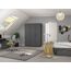 Rauch Möbel Voyager, Kleiderschrank für Schlafzimmer, Kinderzimmer, Babyzimmer, Jugendzimmer, Flur, 3-türig, mit Zubehör Basic, Farbe Grau metallic, Schwarz, Breite 140cm
