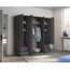 Rauch Möbel Voyager, Kleiderschrank für Schlafzimmer, Kinderzimmer, Babyzimmer, Jugendzimmer, Flur, 4-türig, 4 Schubladen, mit Zubehör Basic, Farbe Grau metallic, Schwarz, Breite 187cm