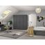Rauch Möbel Voyager, Kleiderschrank für Schlafzimmer, Kinderzimmer, Babyzimmer, Jugendzimmer, Flur, 4-türig, 4 Schubladen, mit Zubehör Basic, Farbe Grau metallic, Schwarz, Breite 187cm
