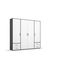 Rauch Möbel Voyager, Kleiderschrank für Schlafzimmer, Kinderzimmer, Jugendzimmer, Flur, 4-türig, 4 Schubladen, mit Zubehör Premium, Farbe Weiß/Grau metallic, Schwarz, Breite 187cm