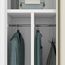 Jan Nowak Spind Schrank, Metallschrank, Schließfachschrank | 2 Abteile mit Kleiderstange, Trennwände, Lüftungsschlitze, 4 Kleiderhaken pro Abteil, Metall | 180 cm x 80 cm x 50 cm, Weiß/Sonoma Eiche
