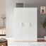 [en.casa] Kleiderschrank Eiselfing Schrank mit 3 Türen Garderobenschrank 176 x 120 x 52 cm Schlafzimmerschrank 1 Kleiderstange 4 Fächer Weiß