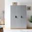 [en.casa] Kleiderschrank Eiselfing Schrank mit 3 Türen Garderobenschrank 176 x 120 x 52 cm Schlafzimmerschrank 1 Kleiderstange 4 Fächer Grau