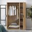 [en.casa] Kleiderschrank Eiselfing Schrank mit 3 Türen Garderobenschrank 176 x 120 x 52 cm Schlafzimmerschrank 1 Kleiderstange 4 Fächer Eicheoptik