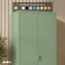 skølm Ituri Metallschrank Mintgrün – Kleiderschrank mit 6 Fächern & 2 Kleiderstangen – Garderobenschrank Flur 80 cm breit – Schlafzimmerschrank Industrial Style – Stahlschrank für Wohnzimmer & Büro