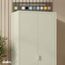 skølm Ituri Metallschrank Beige – Kleiderschrank mit 6 Fächern & 2 Kleiderstangen – Garderobenschrank Flur 80 cm breit – Schlafzimmerschrank Industrial Style – Stahlschrank für Wohnzimmer & Büro