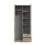 FORTE JOAKIM Schrank 90 200, Kleiderschrank klein, modernes Design Drehtürenschrank mit 2 Schubladen, Einlegeböden und Kleiderstange, Sonoma Eiche, 91 cm breit x 197 cm hoch x 54 cm tief
