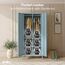 skølm Ituri Metallschrank Blau – Kleiderschrank mit 6 Fächern & 2 Kleiderstangen – Garderobenschrank Flur 80 cm breit – Schlafzimmerschrank Industrial Style – Stahlschrank für Wohnzimmer & Büro
