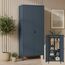 skølm Ituri Metallschrank Anthrazit – Kleiderschrank mit 6 Fächern & 2 Kleiderstangen – Garderobenschrank Flur 80 cm breit – Schlafzimmerschrank Industrial Style – Stahlschrank für Wohnzimmer & Büro