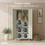 skølm Ituri Metallschrank Beige – Kleiderschrank mit 6 Fächern & 2 Kleiderstangen – Garderobenschrank Flur 80 cm breit – Schlafzimmerschrank Industrial Style – Stahlschrank für Wohnzimmer & Büro