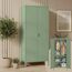 skølm Ituri Metallschrank Mintgrün – Kleiderschrank mit 6 Fächern & 2 Kleiderstangen – Garderobenschrank Flur 80 cm breit – Schlafzimmerschrank Industrial Style – Stahlschrank für Wohnzimmer & Büro