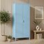 skølm Ituri Metallschrank Blau – Kleiderschrank mit 6 Fächern & 2 Kleiderstangen – Garderobenschrank Flur 80 cm breit – Schlafzimmerschrank Industrial Style – Stahlschrank für Wohnzimmer & Büro