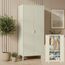 skølm Ituri Metallschrank Beige – Kleiderschrank mit 6 Fächern & 2 Kleiderstangen – Garderobenschrank Flur 80 cm breit – Schlafzimmerschrank Industrial Style – Stahlschrank für Wohnzimmer & Büro