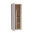 FORTE NET106 Schrank 70 180, Mehrzweckschrank klein, Staubsaugerschrank, Abstellraum, Drehtürenschrank, 2-türig mit Einlegeböden, Weiß mit Holzdekor: Sandeiche, 69 cm breit x 179 cm hoch x 35 cm tief
