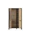 FORTE Trondheim Highboardvitrine mit 1 Tür und 1 Glastür, Holzwerkstoff, Artisan Eiche kombiniert mit Schwarz Eiche, 101,4 x 161 x 41,5 cm