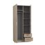 FORTE JOAKIM Schrank 90 200, Kleiderschrank klein, modernes Design Drehtürenschrank mit 2 Schubladen, Einlegeböden und Kleiderstange, Sonoma Eiche, 91 cm breit x 197 cm hoch x 54 cm tief