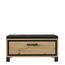 FORTE TRONDHEIM Bank mit 1 Schublade und gepolstertem Sitz, Holzwerkstoff, Artisan Eiche / Schwarzeiche, 89.1 x 44.7 x 41.5 cm