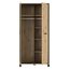 FORTE TRONDHEIM Schrank 100 210, Kleiderschrank klein Industrial, Drehtürenschrank, 2-türig mit Einlegeböden und Kleiderstange, Artisan Eiche / Schwarz Eiche, 99 cm breit x 209 cm hoch x 60 cm tief