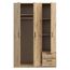 FORTE NIKO Kleiderschrank 122, Schrank im Scandi-Stil mit 3 Türen und 2 Schubladen, Holzwerkstoff, Artisan Eiche Dekor, 122 cm breit, 185 cm hoch, 52,7 cm tief