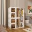 Dripex Kleiderschrank, Schrank 104 x 136 x 50 cm (B x H x T), einfache Montage, Faltbarer Mehrzweckschrank mit Stange, magnetische Türen, für Wohnzimmer Schlafzimmer Weiß