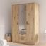 Forte NIKO Kleiderschrank 120 130, moderner Schrank 2-türig, Schlafzimmer, Jugendzimmer, Kinderzimmer, Holzwerkstoff, Artisan Eiche Holzdekor mit Spiegel, 122 cm breit x 185 cm hoch x 52,7 cm tief