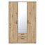 Forte NIKO Kleiderschrank 120 130, moderner Schrank 2-türig, Schlafzimmer, Jugendzimmer, Kinderzimmer, Holzwerkstoff, Artisan Eiche Holzdekor mit Spiegel, 122 cm breit x 185 cm hoch x 52,7 cm tief
