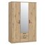 Forte NIKO Kleiderschrank 120 130, moderner Schrank 2-türig, Schlafzimmer, Jugendzimmer, Kinderzimmer, Holzwerkstoff, Artisan Eiche Holzdekor mit Spiegel, 122 cm breit x 185 cm hoch x 52,7 cm tief