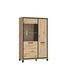 FORTE Trondheim Highboardvitrine mit 1 Tür und 1 Glastür, Holzwerkstoff, Artisan Eiche kombiniert mit Schwarz Eiche, 101,4 x 161 x 41,5 cm