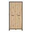 FORTE TRONDHEIM Schrank 100 210, Kleiderschrank klein Industrial, Drehtürenschrank, 2-türig mit Einlegeböden und Kleiderstange, Artisan Eiche / Schwarz Eiche, 99 cm breit x 209 cm hoch x 60 cm tief