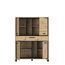 FORTE Trondheim Highboard, Holzwerkstoff, Artisan Eiche kombiniert mit Schwarz Eiche, 101,1 x 161 x 120,4 cm