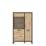 FORTE Trondheim Highboardvitrine mit 1 Tür und 1 Glastür, Holzwerkstoff, Artisan Eiche kombiniert mit Schwarz Eiche, 101,4 x 161 x 41,5 cm