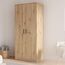 FORTE NIKO Kleiderschrank 82, Scandi Kleiderschrank mit 2 Türen, Holzwerkstoff, Artisan Eiche Dekor, 81,9 cm breit, 185 cm hoch, 52,7 cm tief