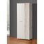 FORTE NET106 Schrank 70 180, Mehrzweckschrank klein, Staubsaugerschrank, Abstellraum, Drehtürenschrank, 2-türig mit Einlegeböden, Weiß mit Holzdekor: Sandeiche, 69 cm breit x 179 cm hoch x 35 cm tief